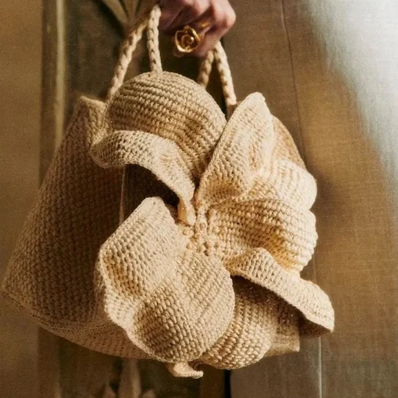 Sezane Leila Basket Natural Raffia NWT - Picture 3 of 7